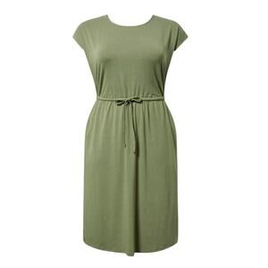 NWT Torrid Midi Jersey Cross Back Slit Dress Olive Green - Size 1X